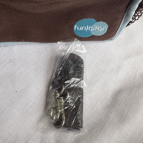 Funksion Y2K Brown & Blue Mini Zipper Camera Bag Pouch with Strap & Pockets - Picture 4 of 5